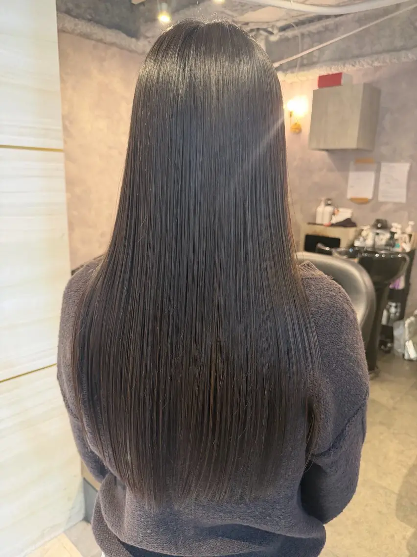 ロング カラー 髪質改善 トリートメント ヘアカラー あみ/暗髪オリ ーブ特化🍃髪質改善のヘアスタイル