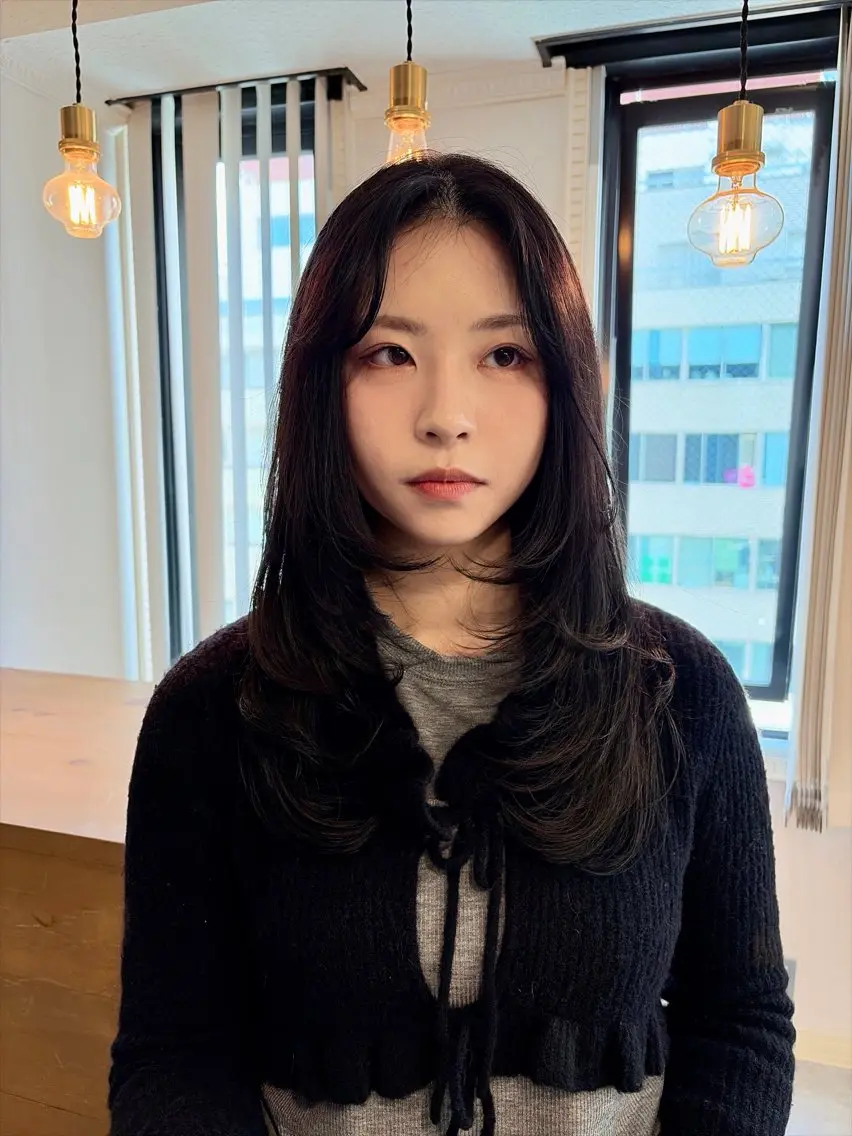 ロング カット ヘアカラー 南堀江レイヤーカット MIKU🍒のヘアスタイル
