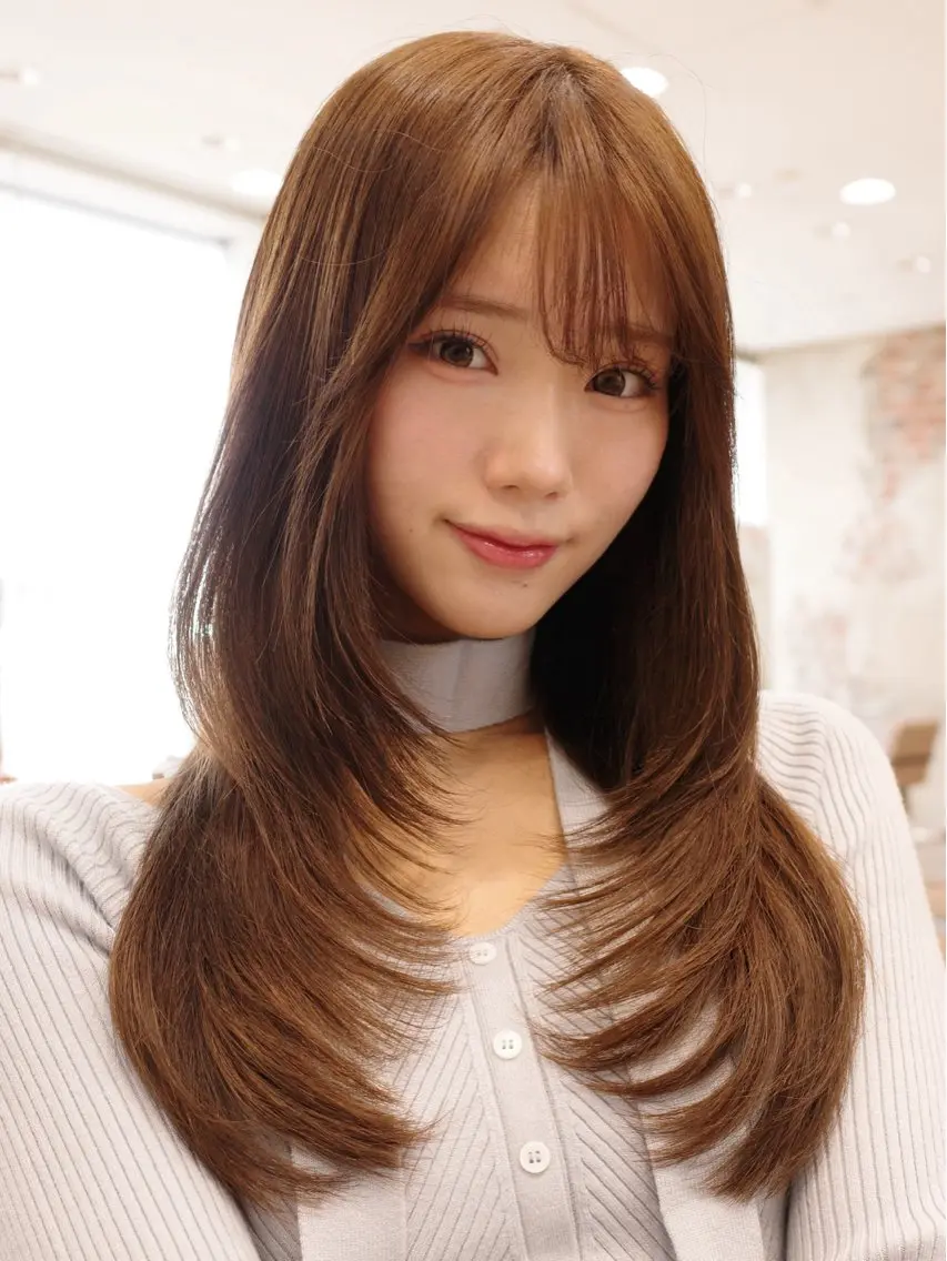 ロング カラー ベージュカラー ブラウンカラー 透明感カラー グレージュ シアーグレージュ カット ヘアカラー トリートメント 小顔くびれヘア 顔まわり銀座/さやかのヘアスタイル