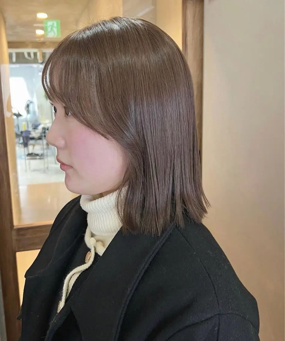 ミディアム カラー カット ヘアカラー トリートメント akane/オリーブ /ボブパーマのヘアスタイル