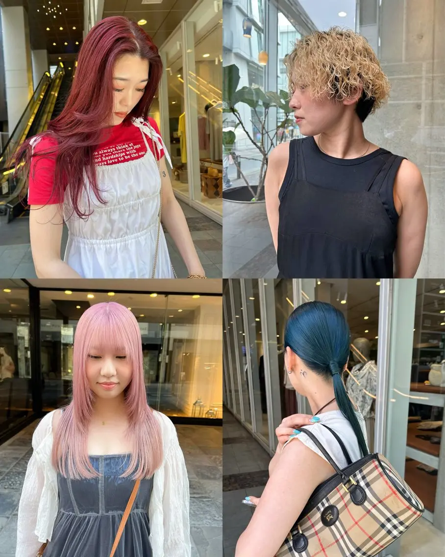 ミディアム カラー ヘアアレンジ ハイトーンカラー ヘアカラー AKO .のヘアスタイル