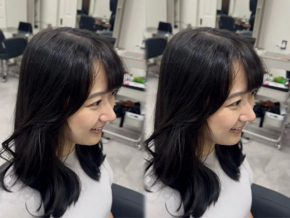 セミロング カット 縮毛矯正 トリートメント 🫧とぅるん艶髪🫧 透明感カラー×猿渡のヘアスタイル