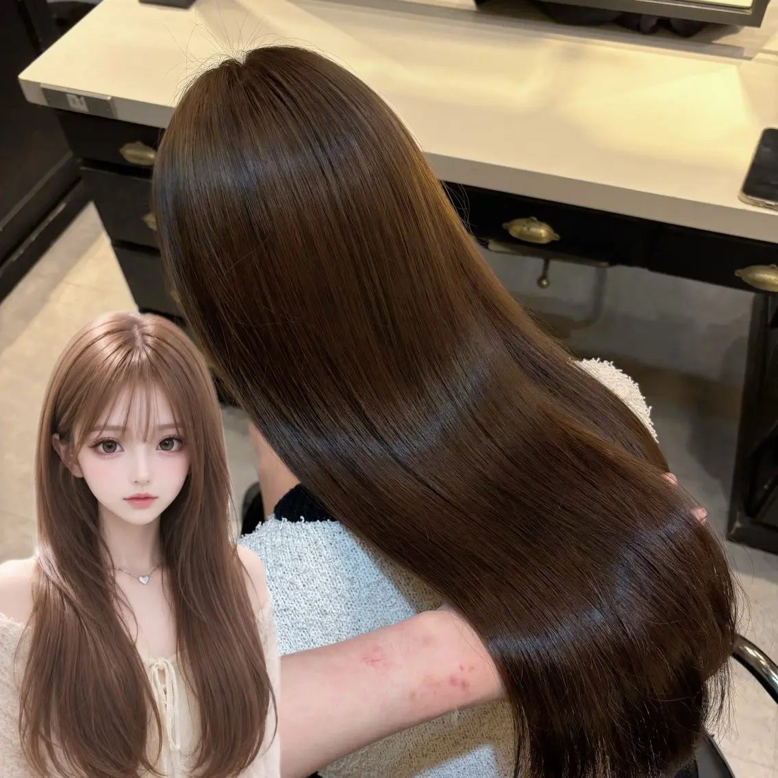 ロング カラー ベージュカラー ブリーチ 透明感カラー ダブルカラー モカベージュ ヘアカラー 💛しおん💛 モデル募集のヘアスタイル