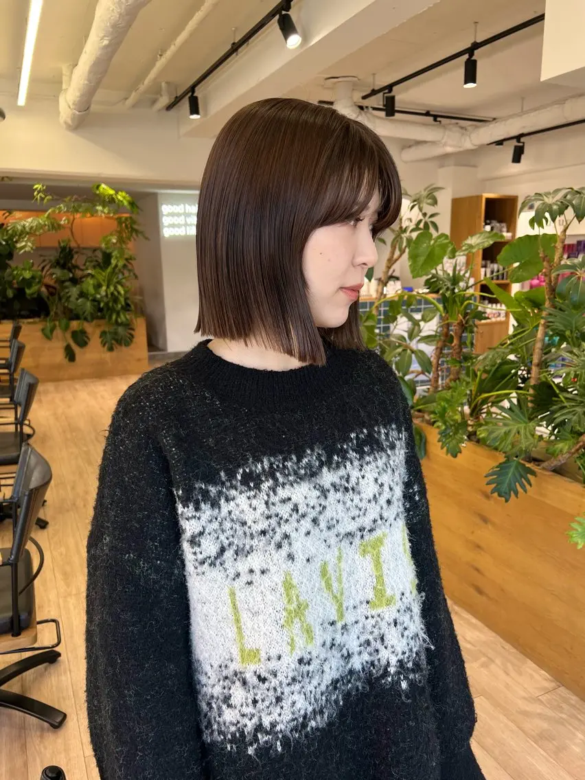 ミディアム カラー ヘアカラー トリートメント 艶ベージュ/オリーブ カラー🫒airiのヘアスタイル