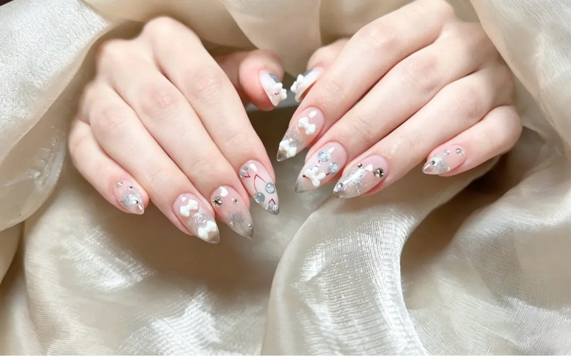 ネイル チークネイル 長さ出し フレンチネイル ジェルネイル 韓国ネイル ハンドネイル Lucky Nail Salon❶のネイルデザイン