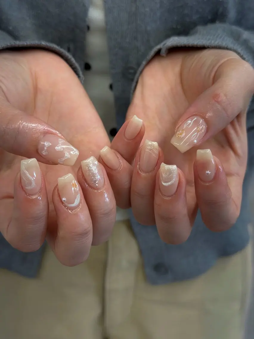 ネイル ジェルネイル マグネットネイル ニュアンスネイル パラジェル リボン ハンドネイル ハンドケア Bana_ Nailのネイルデザイン