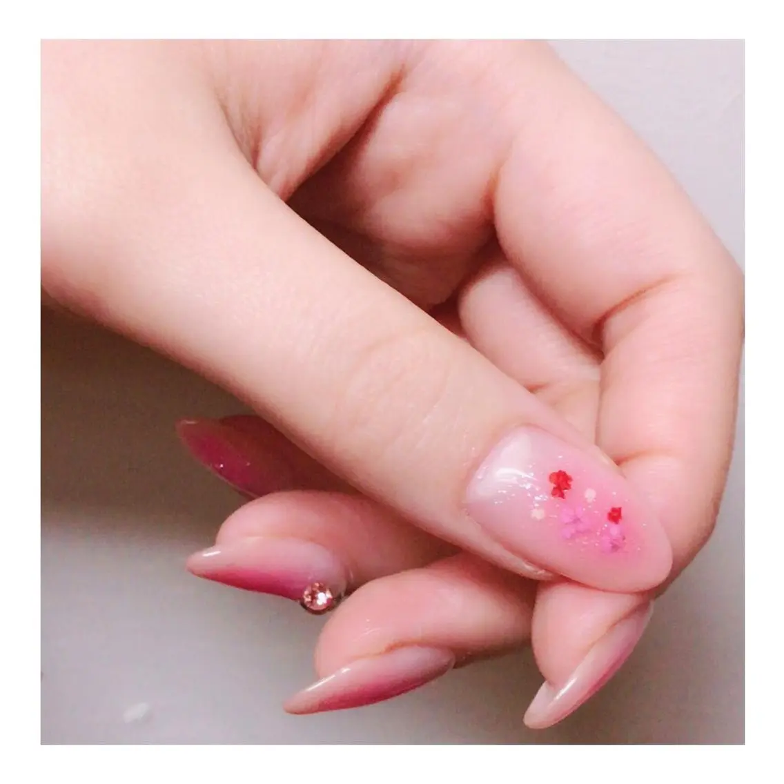 ネイル チークネイル ラメ(グリッター) ピンク 玉造、森ノ宮 fran2 nailのネイルデザイン