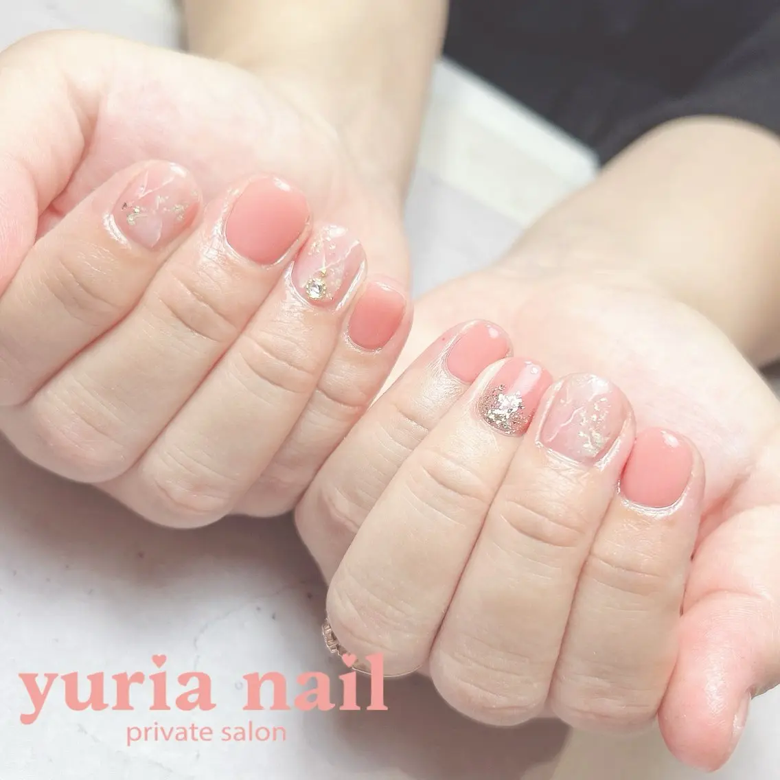 ネイル ジェルネイル 大理石ネイル(マーブル) ピンク 小林 ゆりあのネイルデザイン