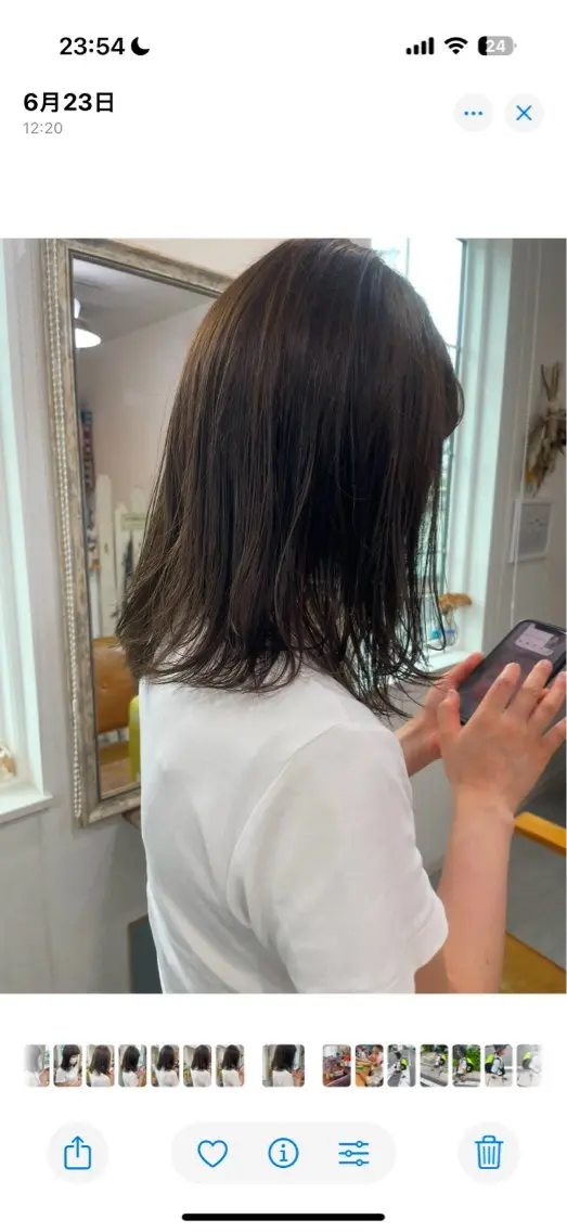 ミディアム カラー オリーブカラー ヘアカラー トリートメント キノシタ マユのヘアスタイル