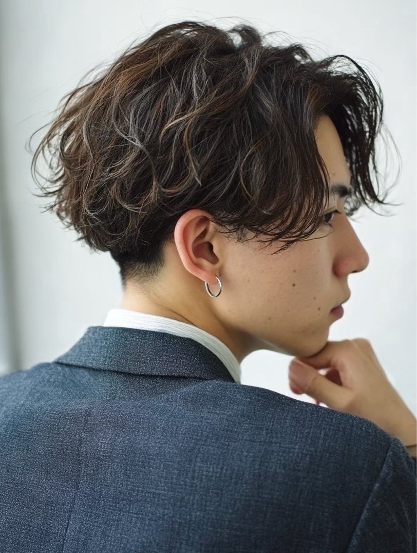 パーマ メンズ 森尾 鷹矢のヘアスタイル