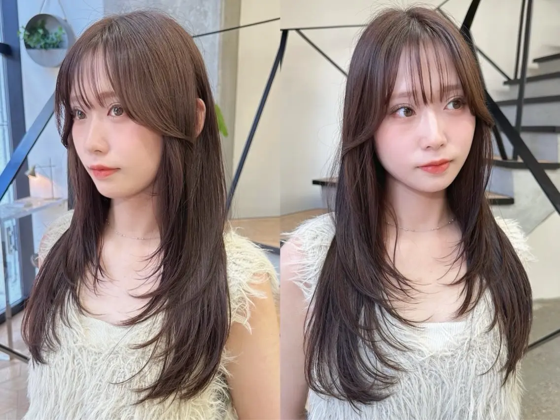 ロング 顔周りカット レイヤーカット ヘアカラー 東海林 一馬のヘアスタイル