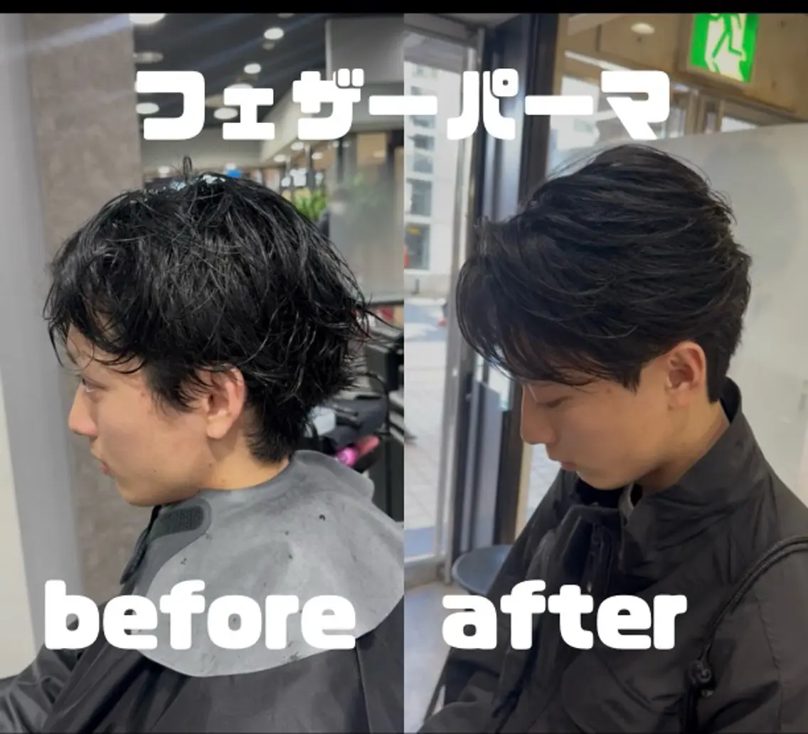 パーマ メンズ フェザーパーマ メンズパーマ 本田 有里のヘアスタイル