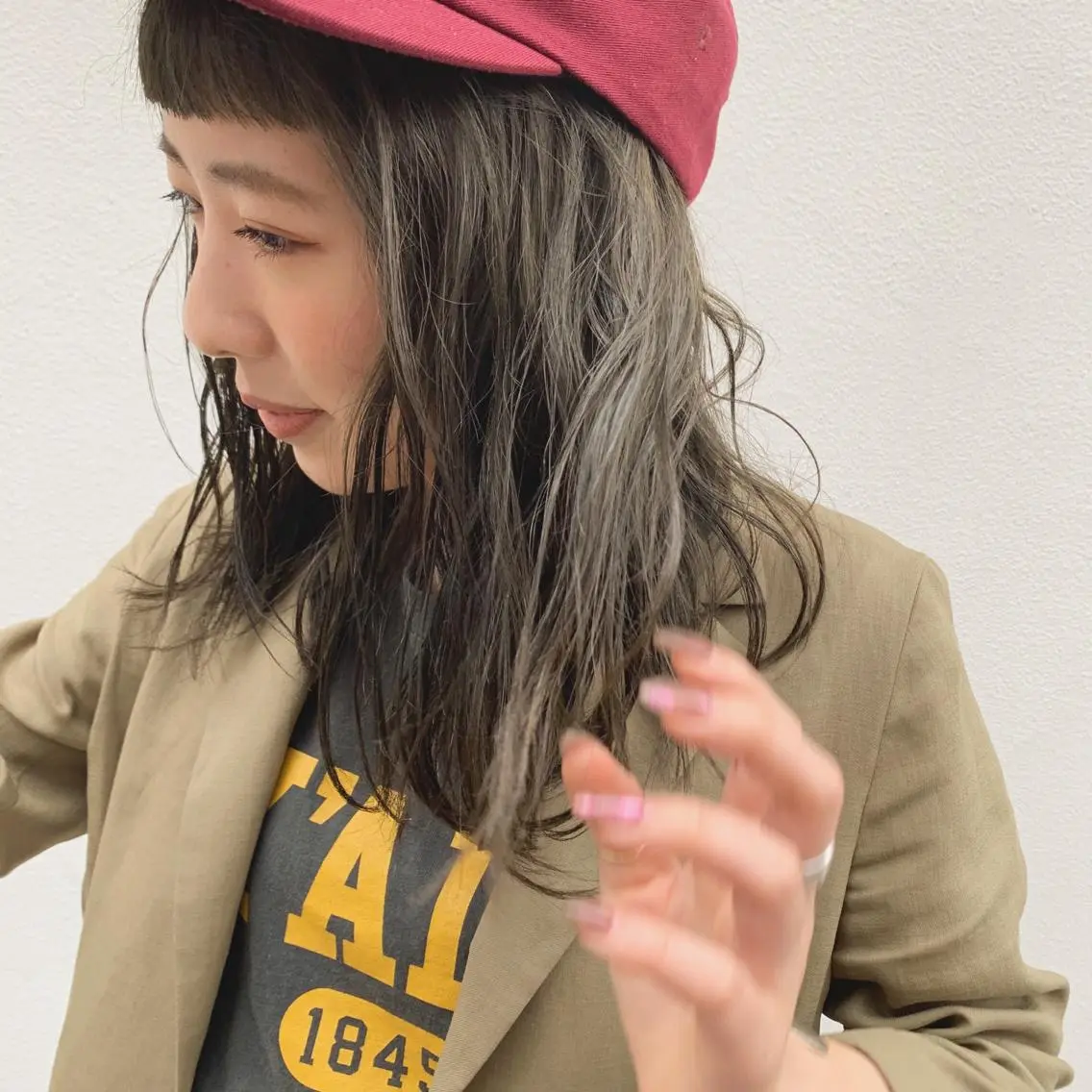 ミディアム カラー グレージュ オリーブグレージュ オリーブグレー カット ヘアカラー トリートメント パーマ/透明感カラー /ボブ/吉田一生のヘアスタイル