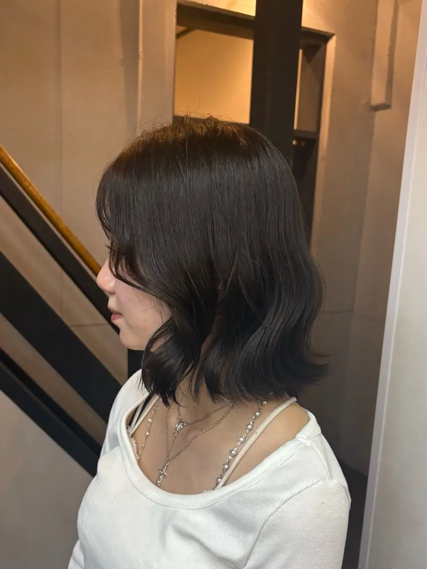 ミディアム カラー ダブルカラー 縮毛矯正 ヘアカラー 竹保 凜空のヘアスタイル