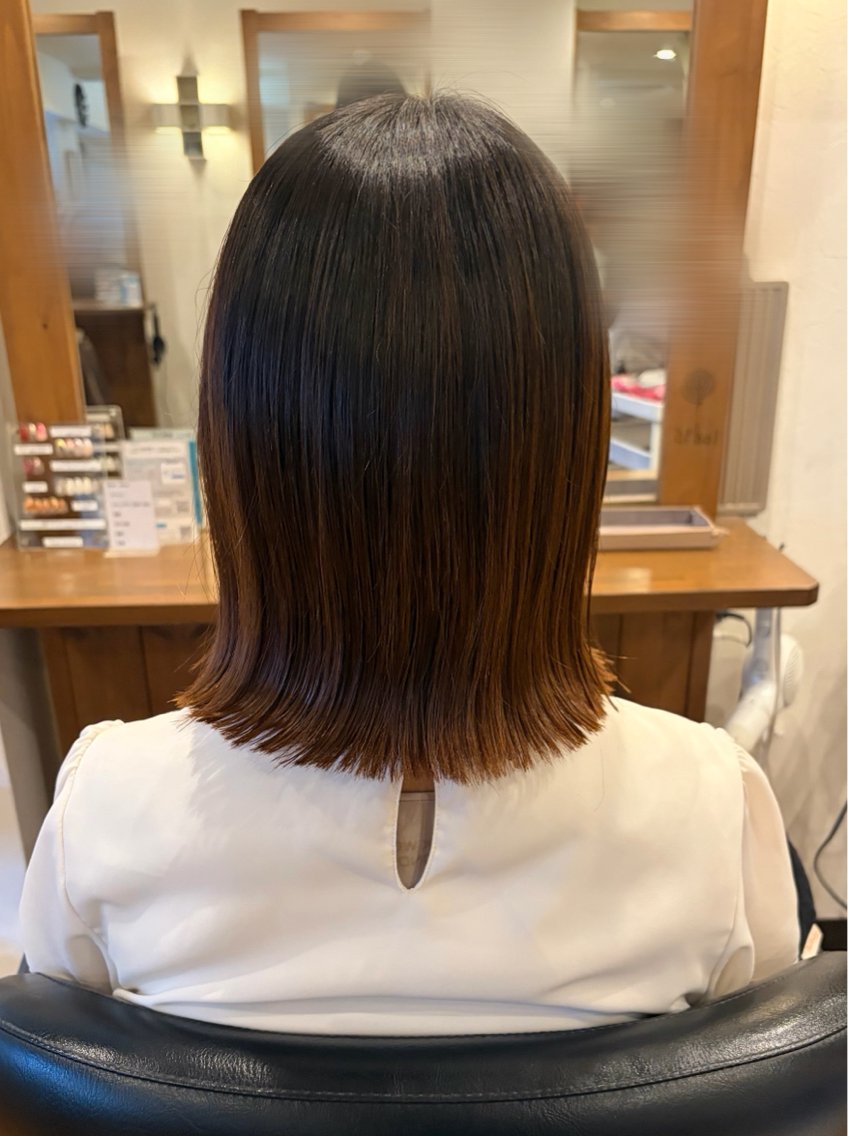 ミディアム 切りっぱなしボブ ボブ 外ハネヘア カラー/美髪縮毛矯正 💞/mao⟡のヘアスタイル