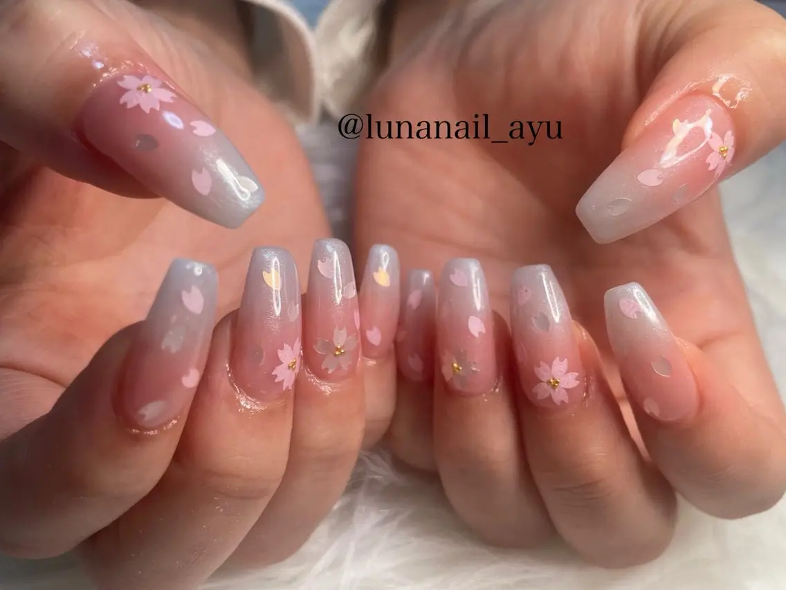 ネイル 桜ネイル 春ネイル ハンドネイル LUNA NAIL ayuのネイルデザイン