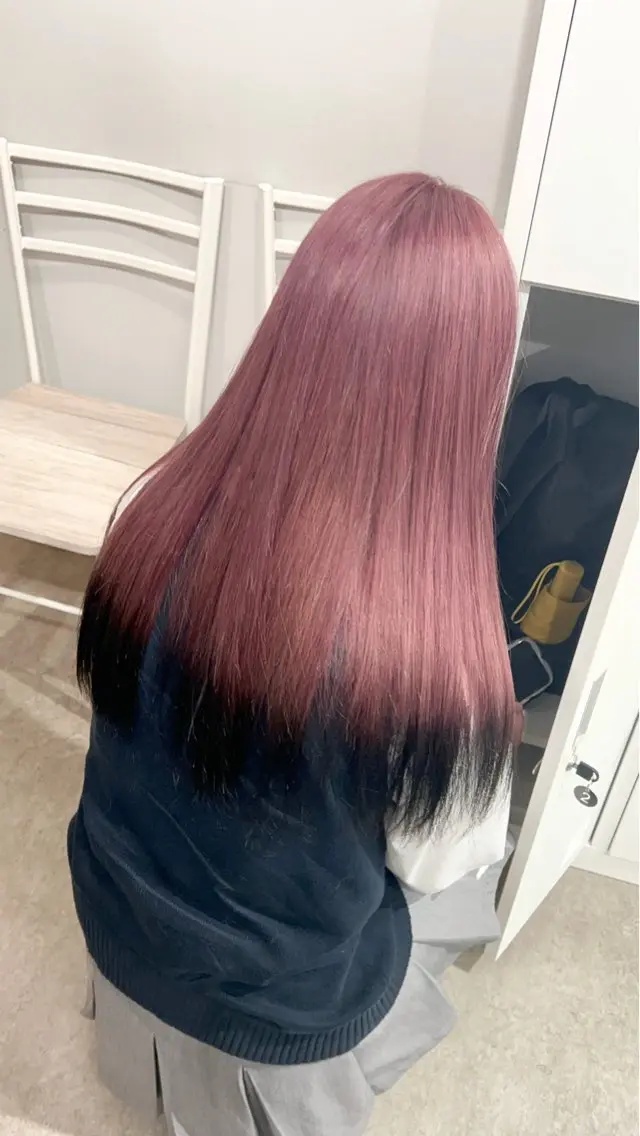 ロング カラー 黒髪 ピンクカラー カット ヘアカラー トリートメント 透明感/ダブルカラー /🌸ERI🌸のヘアスタイル