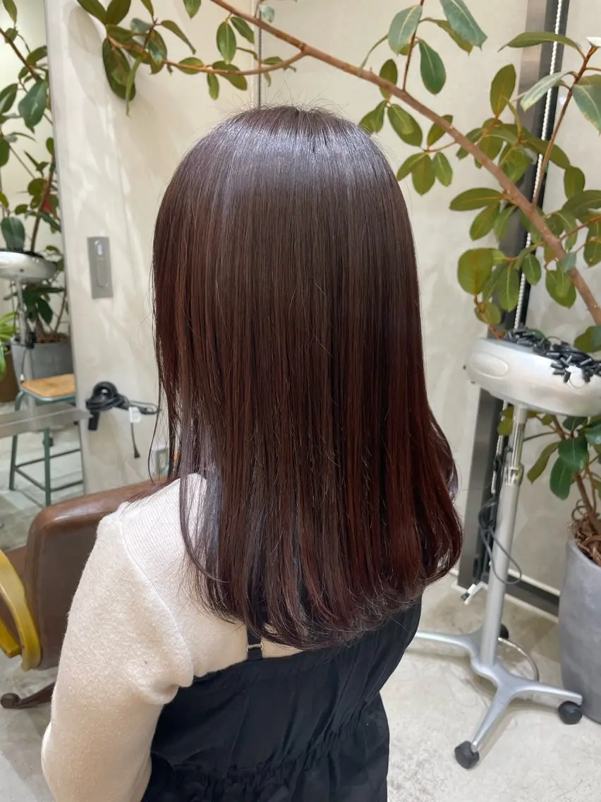 ミディアム カラー ブラウンカラー レッドカラー 三宅 瑠偉のヘアスタイル