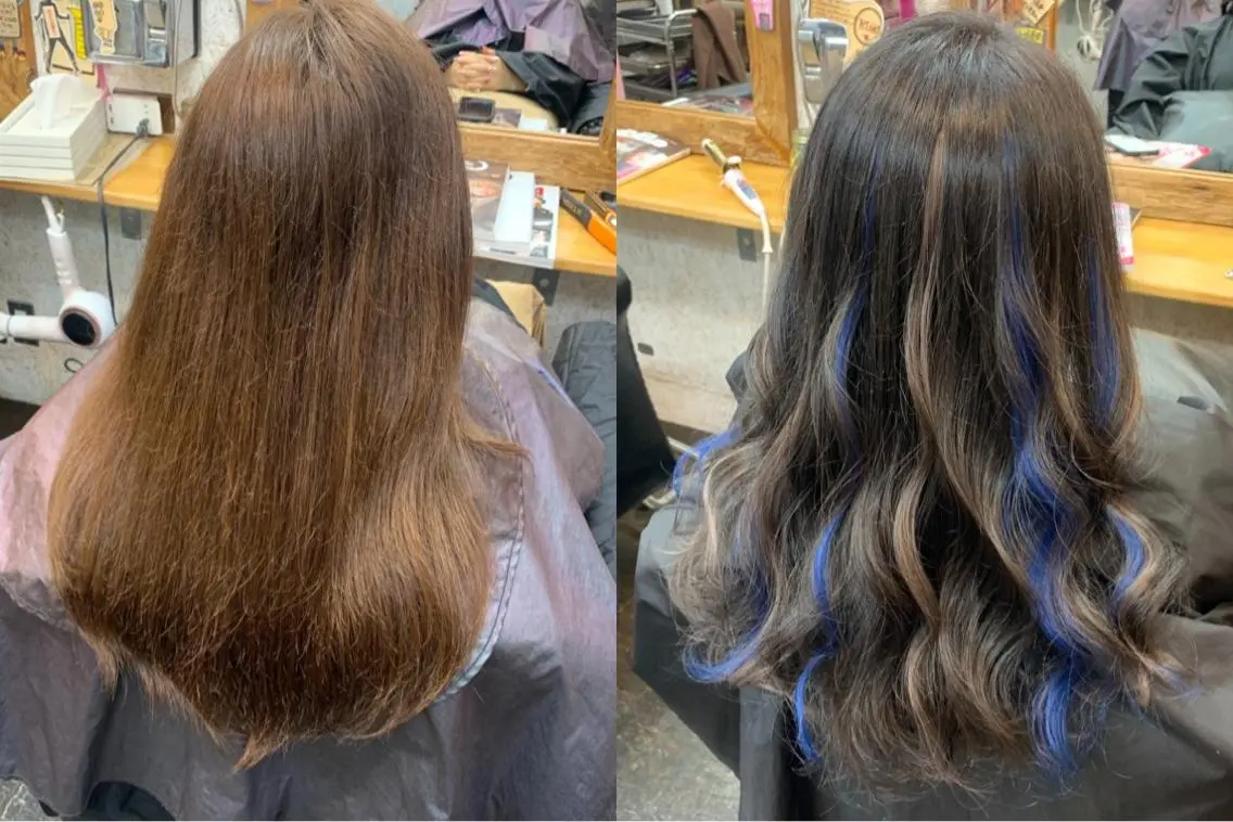 カラー アッシュ ブルーカラー ブルーアッシュ メッシュ ヘアカラー カラーモデル募集ෆ SAEのヘアスタイル