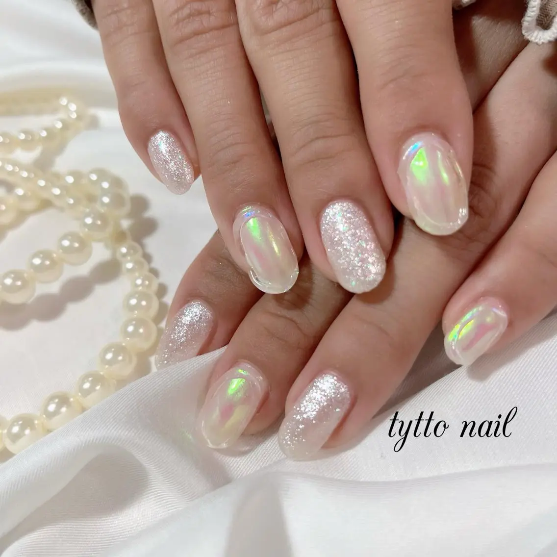 ネイル オーロラネイル キラキラネイル 韓国ネイル ピンク ぷっくりネイル ハンドネイル tytto nail ❤︎‪‪eri‪‪のネイルデザイン