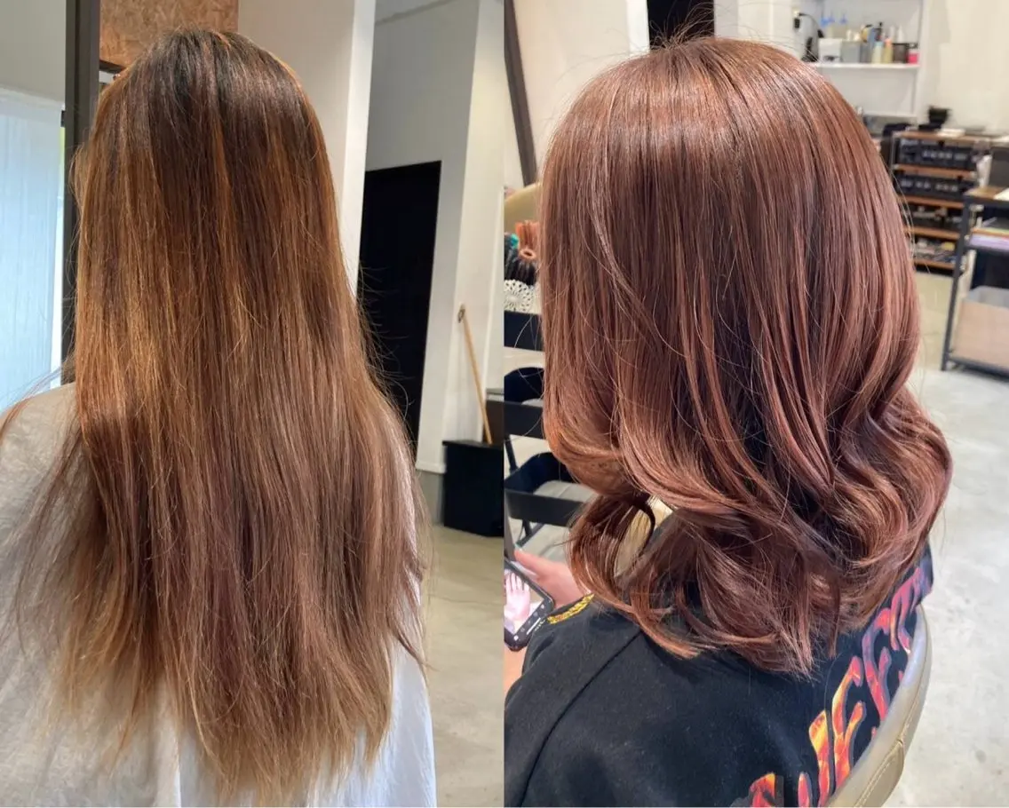 セミロング カット ヘアカラー 折本 沙織のヘアスタイル
