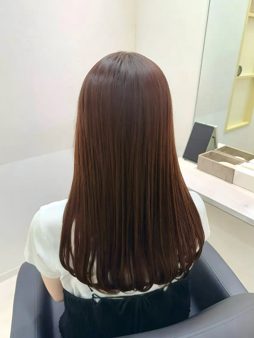 ロング ピンクブラウン トリートメント 三宮/艶髪カラー /縮毛矯正/北條弘樹のヘアスタイル