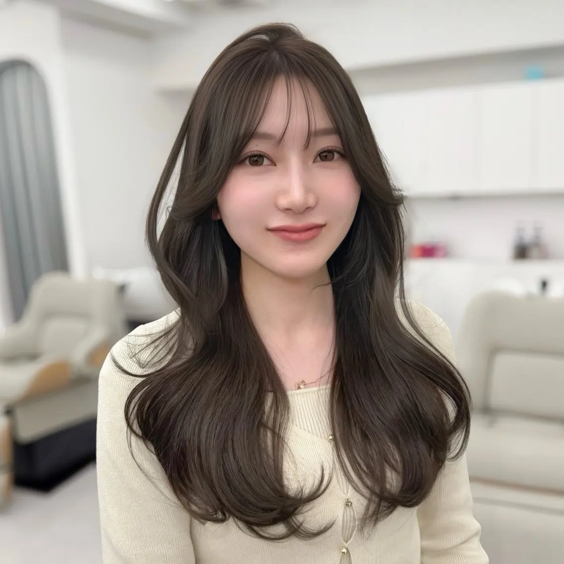 ロング カラー 透明感カラー 韓国風ヘア レイヤーカット 似合わせカット カット ヘアカラー トリートメント 韓国レイヤー× 顔まわり🕊️テルのヘアスタイル