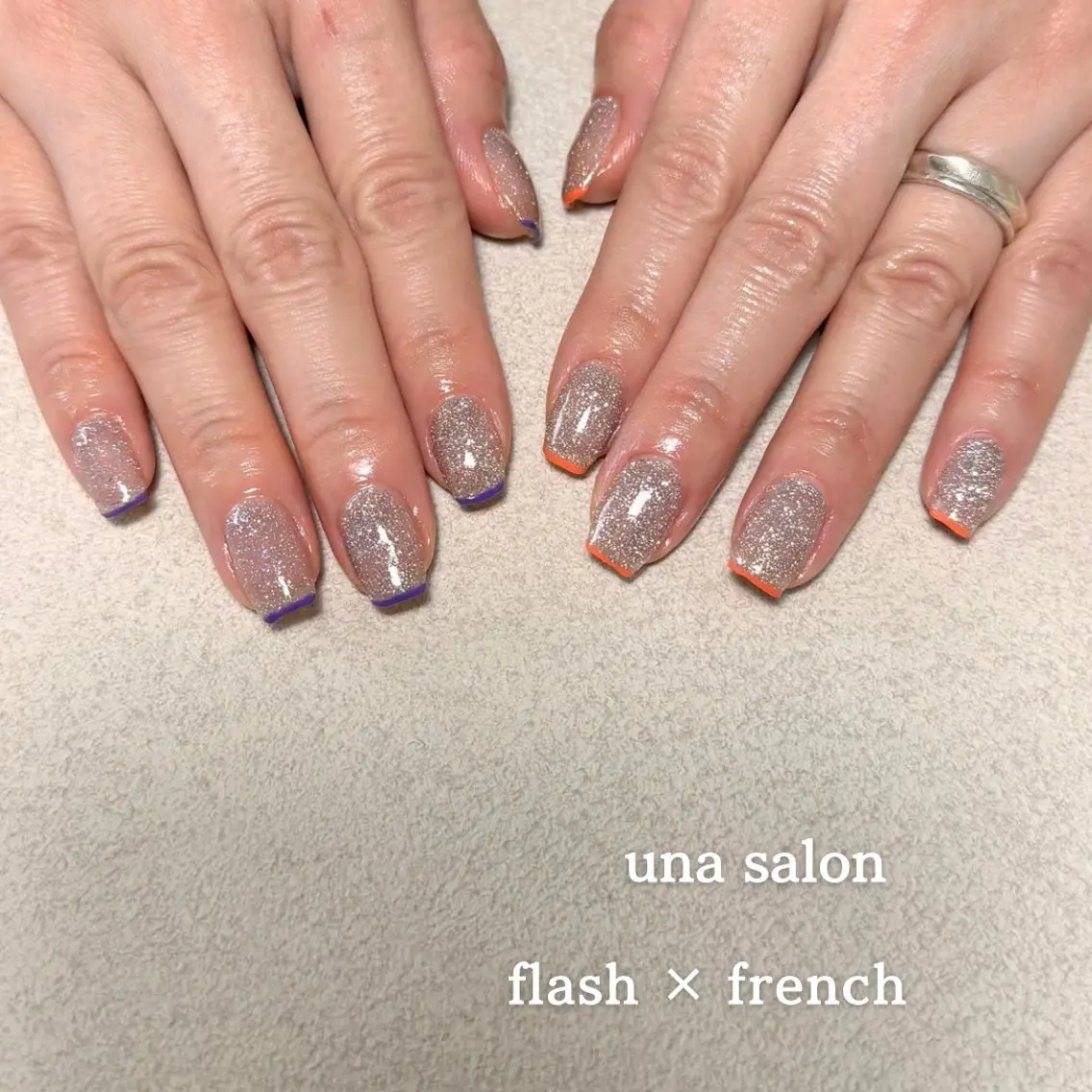 ネイル フラッシュネイル フレンチネイル una salon / ネイル&顔脱毛のネイルデザイン