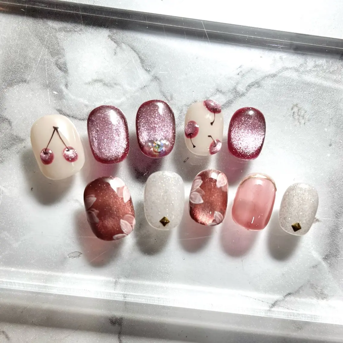 ネイル マグネットネイル ピンク 春ネイル SecondMW _nail 川連のネイルデザイン