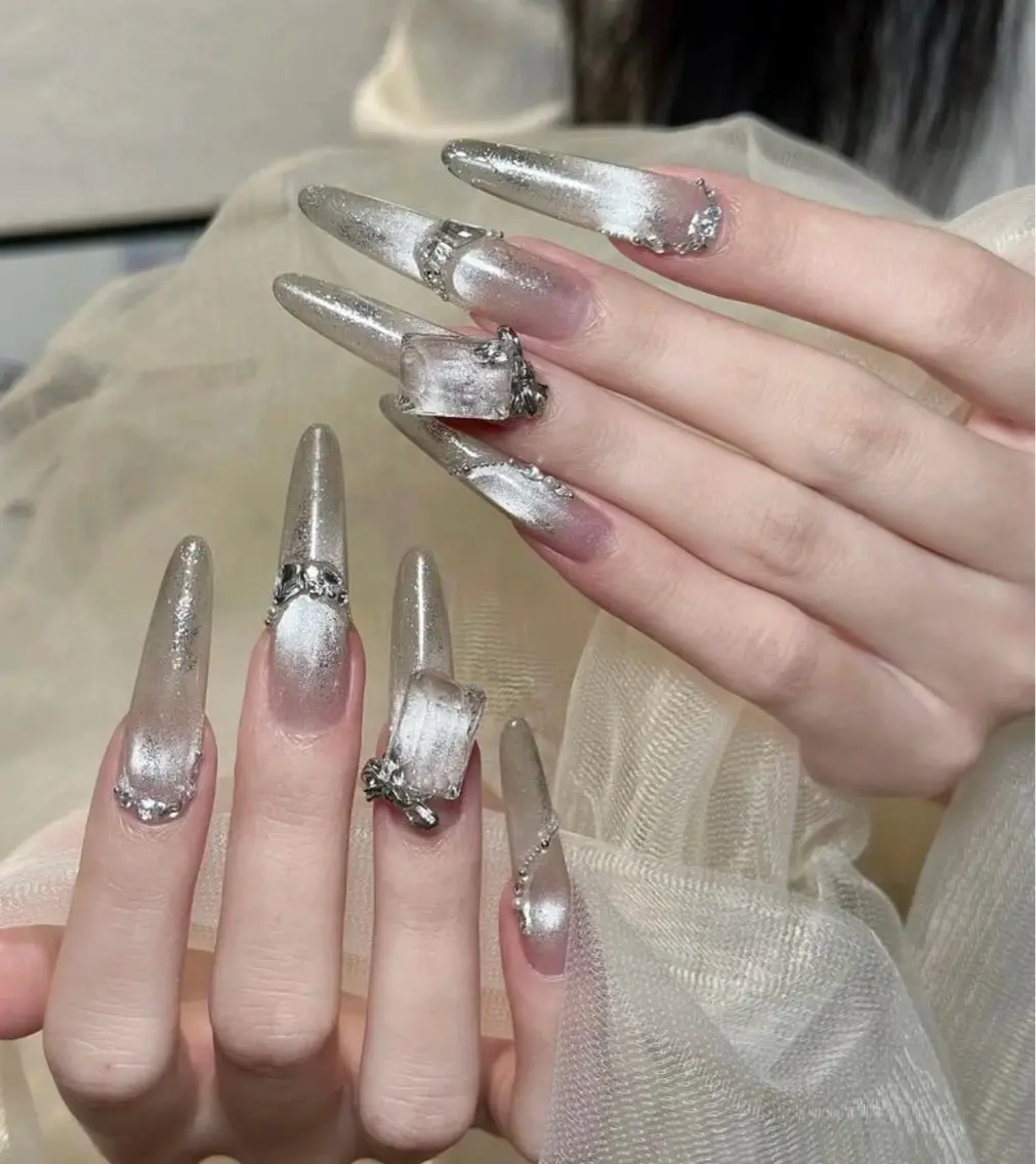 ネイル アートネイル ロングネイル 持ち込み スカルプネイル ハンドネイル リセス 高田馬場💎のネイルデザイン