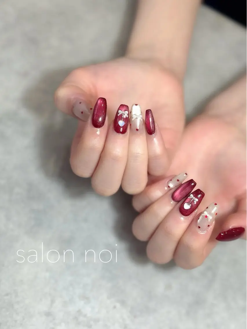 ネイル ドット ハート ハンドネイル salon noiのネイルデザイン