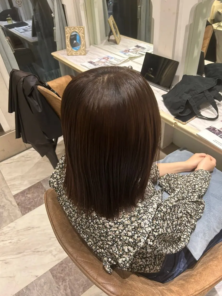 ミディアム チョコレートブラウン 竹川菜海 ショート/ブリーチのヘアスタイル