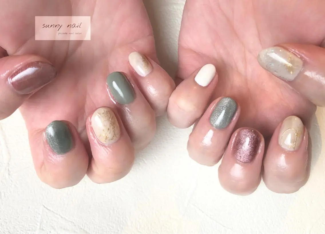 ネイル アートネイル ジェルネイル マグネットネイル ミラーネイル 持ち込み sunny nailのネイルデザイン