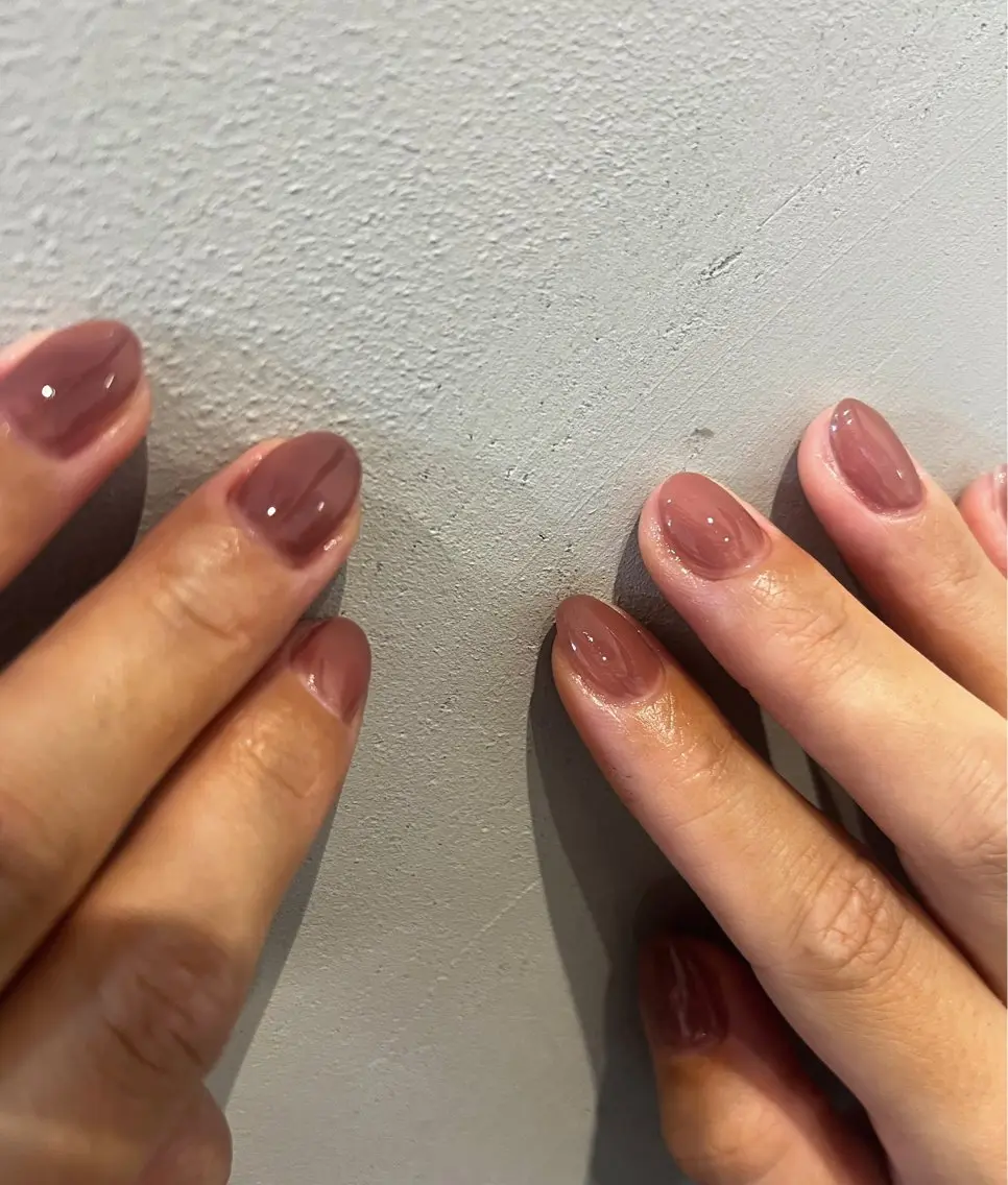 ネイル ブラウン ワンカラーネイル ピンク ハンドネイル ヘアメイクネイリスト hidemi中目黒のヘアスタイル