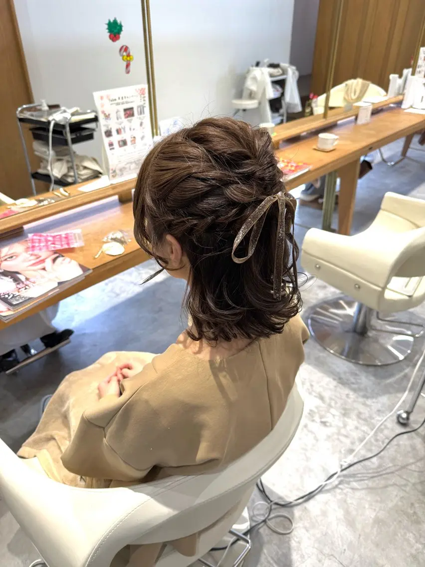 ヘアアレンジ ハーフアップ ヘアセット WATANABE MISAKIのヘアスタイル
