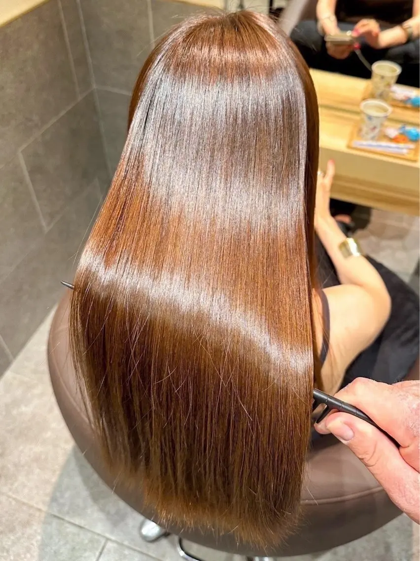 ロング カラー パーマ 【暖色カラー+色持ち 重視】💟まなみのヘアスタイル