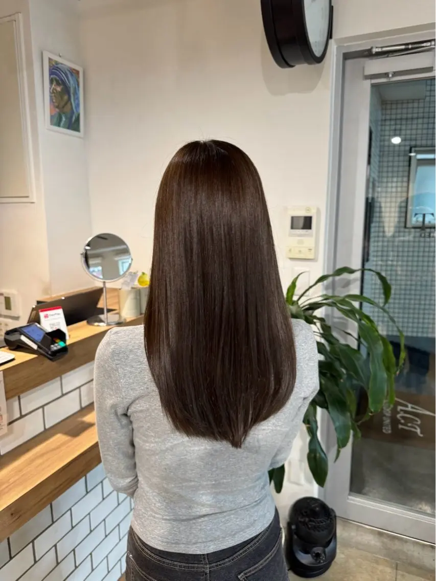 セミロング カラー ベージュカラー ミント ミントベージュ カット ヘアカラー トリートメント 似合わせカラー/ケア ブリーチ🎀Rinのヘアスタイル