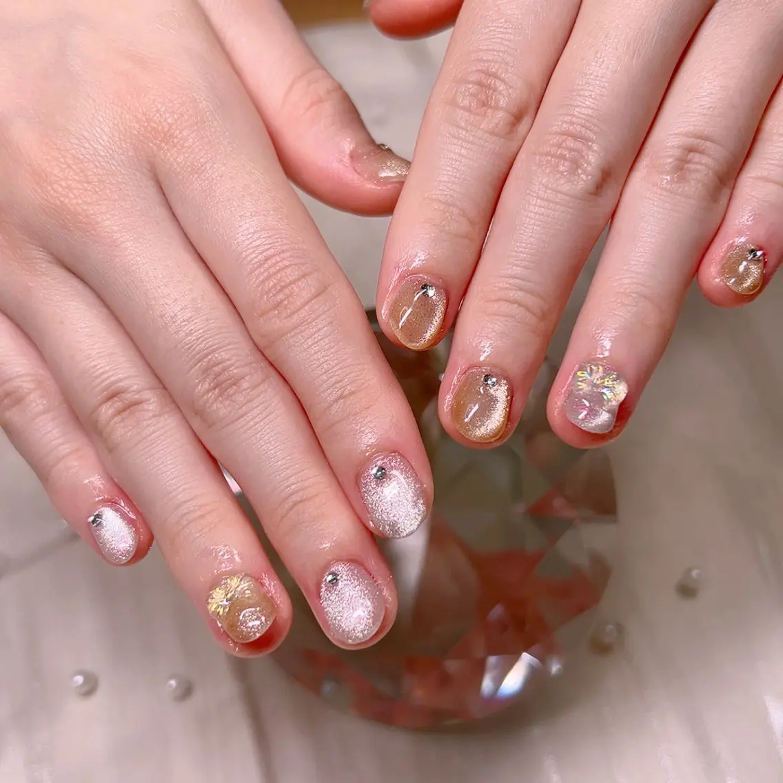 ネイル ハート マグネットネイル ニュアンスネイル オフィスネイル シンプルネイル Cute Tips nailのネイルデザイン