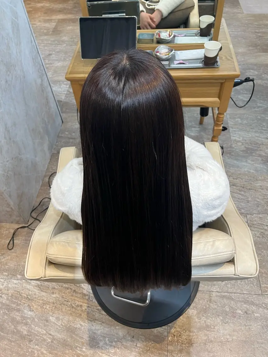 ロング ヘアカラー トリートメント 縮毛矯正⚡️カラー いいじまのヘアスタイル