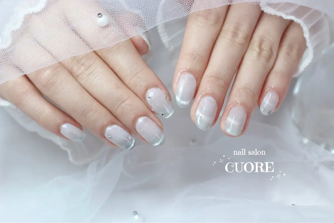 ネイル フレンチネイル マグネットネイル マグネットフレンチ オフィスネイル シンプルネイル ハンドネイル nail salon CUOREのネイルデザイン