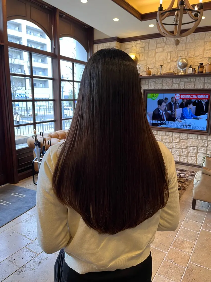ロング カット 縮毛矯正 縮毛矯正/艶カラー アオキタイキのヘアスタイル