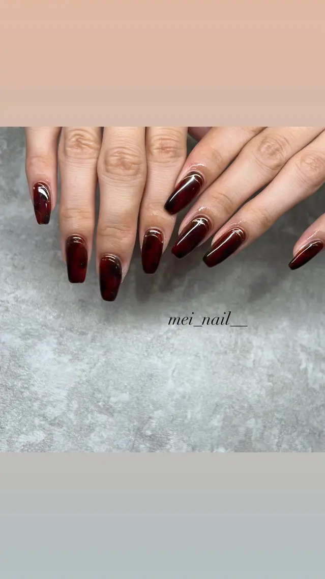 ネイル べっ甲ネイル ハンドネイル est nail 永山のネイルデザイン