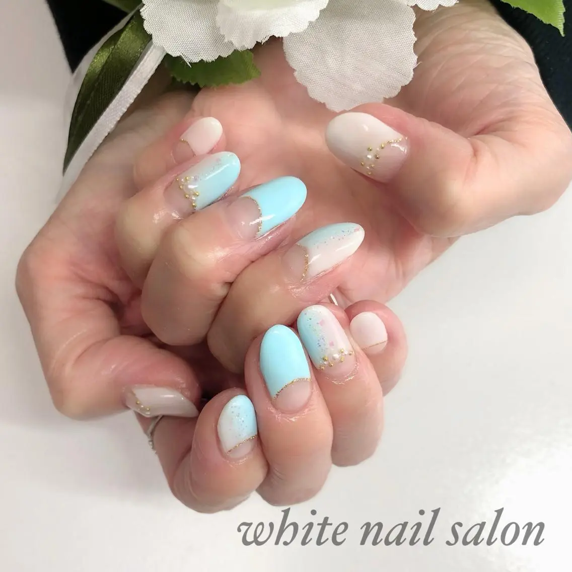 ネイル アートネイル フレンチネイル ジェルネイル ハードジェル 持ち込み ハンドネイル white nail salonのネイルデザイン