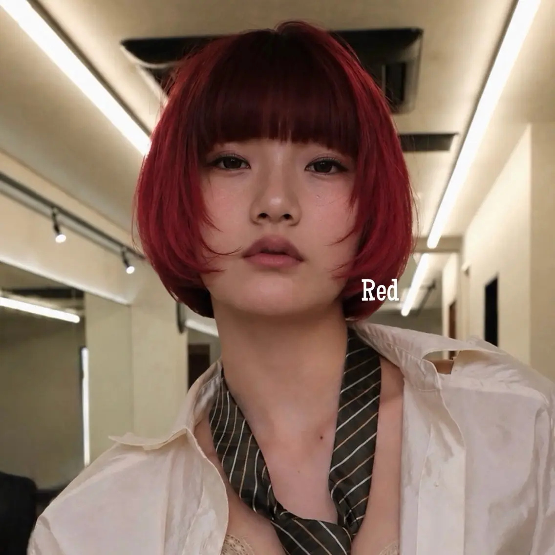 ミディアム カラー ボブレイヤー ブリーチ ダブルカラー ブリーチなしカラー レッドカラー ヘアカラー トリートメント 暖色カラー/ボブ/ 銀座/モエのヘアスタイル