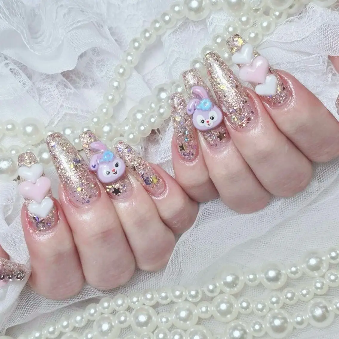 ネイル キラキラネイル 春ネイル ハンドネイル Nail lieNのネイルデザイン