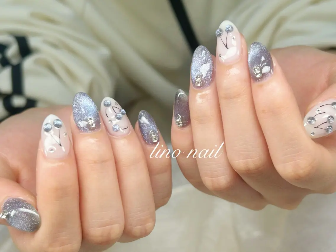 ネイル アートネイル チークネイル 成人式 入学式 長さ出し ハンドネイル Lino Nailのネイルデザイン