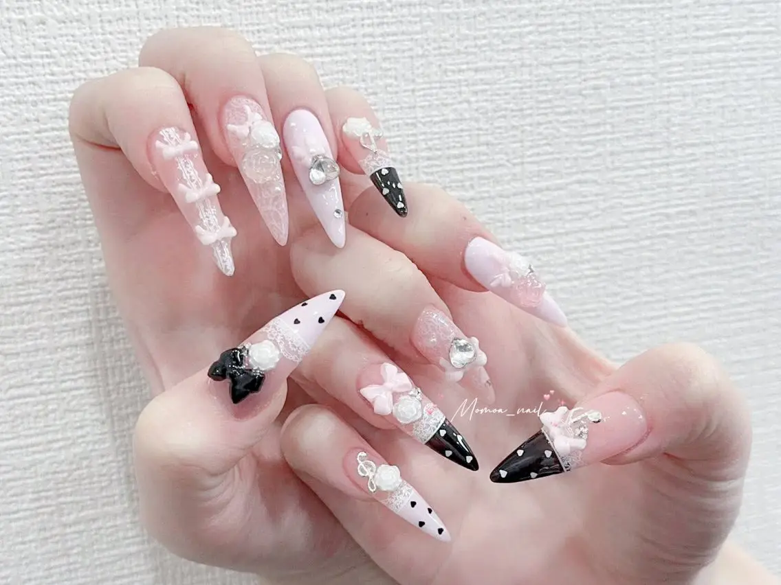 ネイル 成人式 大理石ネイル(マーブル) 持ち込み ネイルチップ 冬ネイル ハンドネイル MoMoA Nail ネイル長さ出し専門店のネイルデザイン