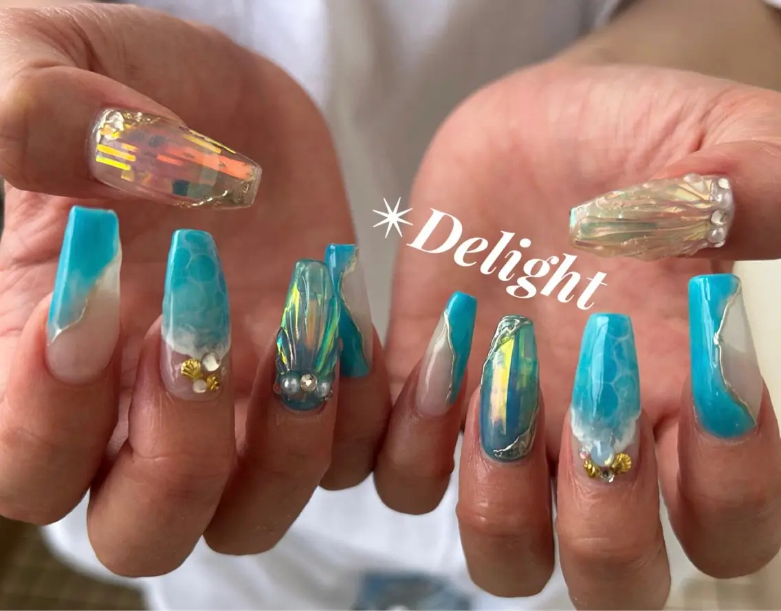 ロング ネイル ハンドネイル ✴︎ Delightのネイルデザイン