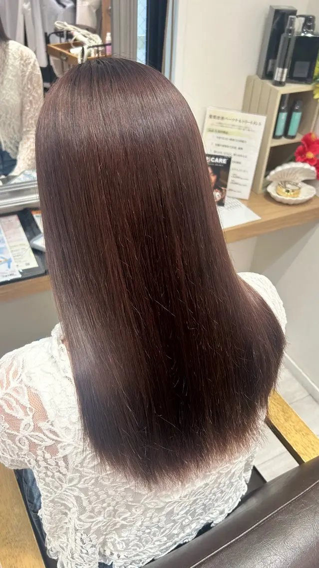 ロング カラー ブラウンカラー 透明感カラー ラベンダーカラー ヘアカラー トリートメント まい🎀ピンク💝 透明感/髪質改善のヘアスタイル
