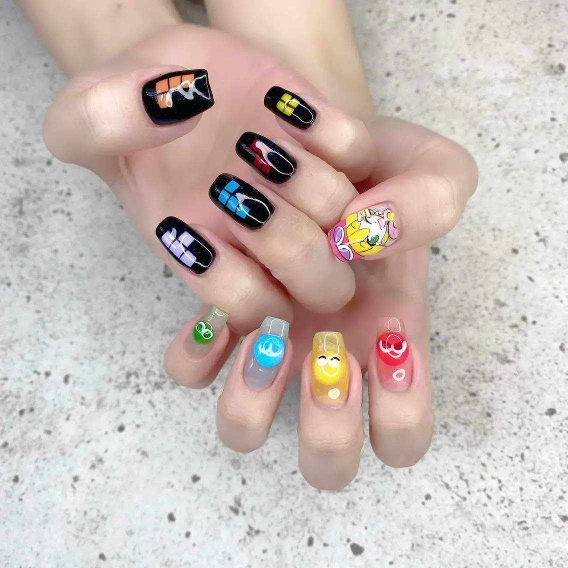 ロング カラー パーマ ヘアアレンジ メンズ キッズ ネイル マツエク・マツパ アイブロウ アートネイル ぷっくりネイル ハンドネイル Salon Ｋのネイルデザイン